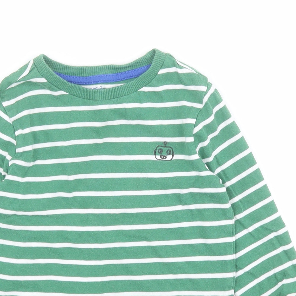 F&F Baby Green Striped 100% Cotton Basic Polo Size 18-24 Months Crew Neck Pullover - Robot