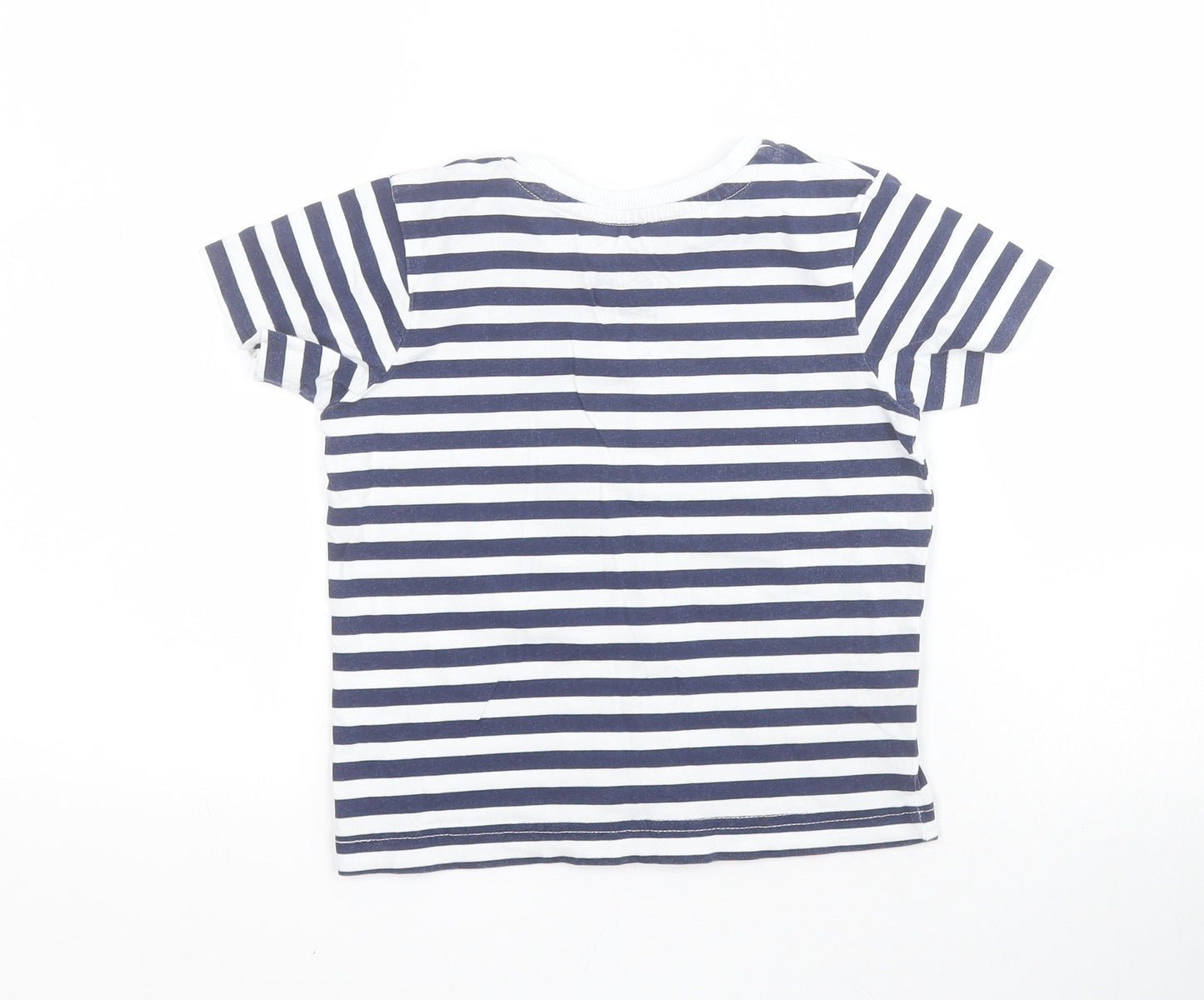 Matalan Baby Blue Striped 100% Cotton Pullover T-Shirt Size 18-24 Months Crew Neck Pullover - Space