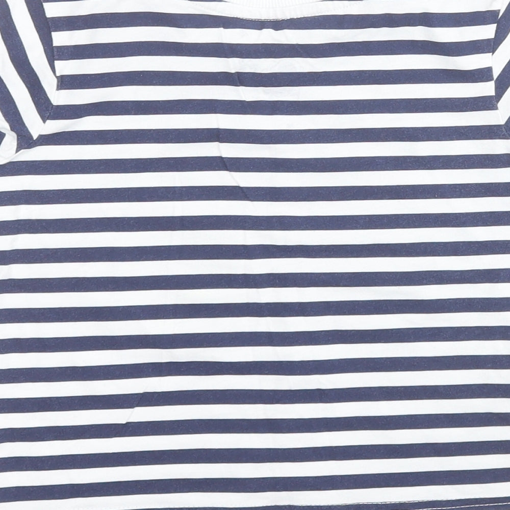 Matalan Baby Blue Striped 100% Cotton Pullover T-Shirt Size 18-24 Months Crew Neck Pullover - Space
