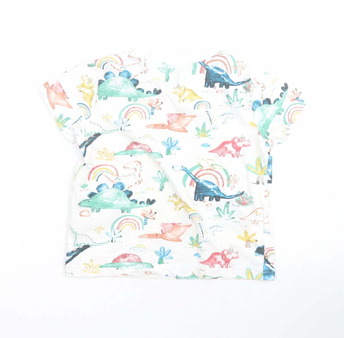 F&F Baby White  100% Cotton Pullover T-Shirt Size 18-24 Months Crew Neck Pullover - Dinosaur