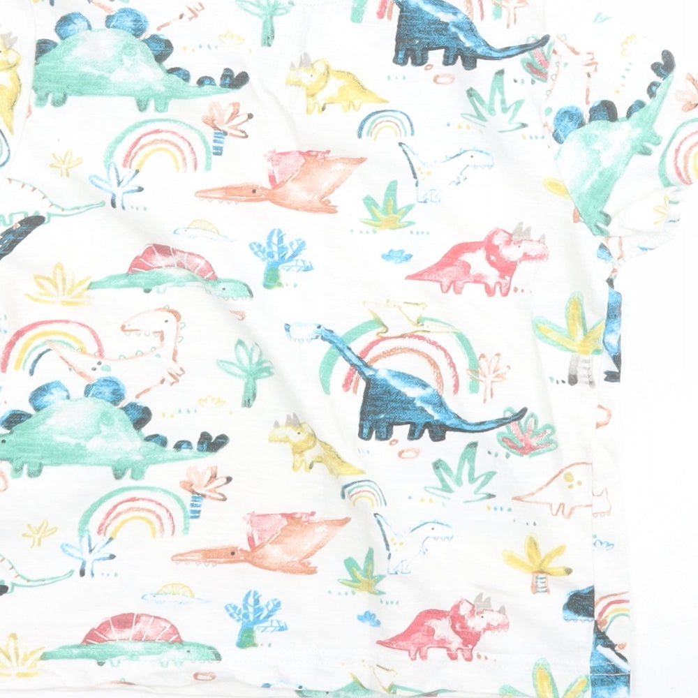 F&F Baby White  100% Cotton Pullover T-Shirt Size 18-24 Months Crew Neck Pullover - Dinosaur