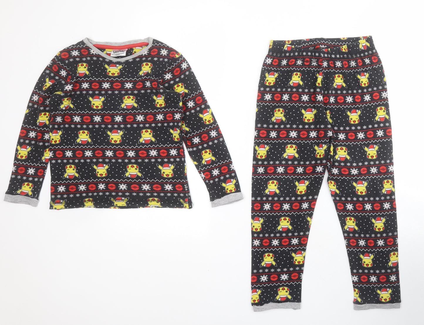 George Boys Black Solid 100% Cotton  Pyjama Set Size 7-8 Years  Pullover - Pokemon / Christmas