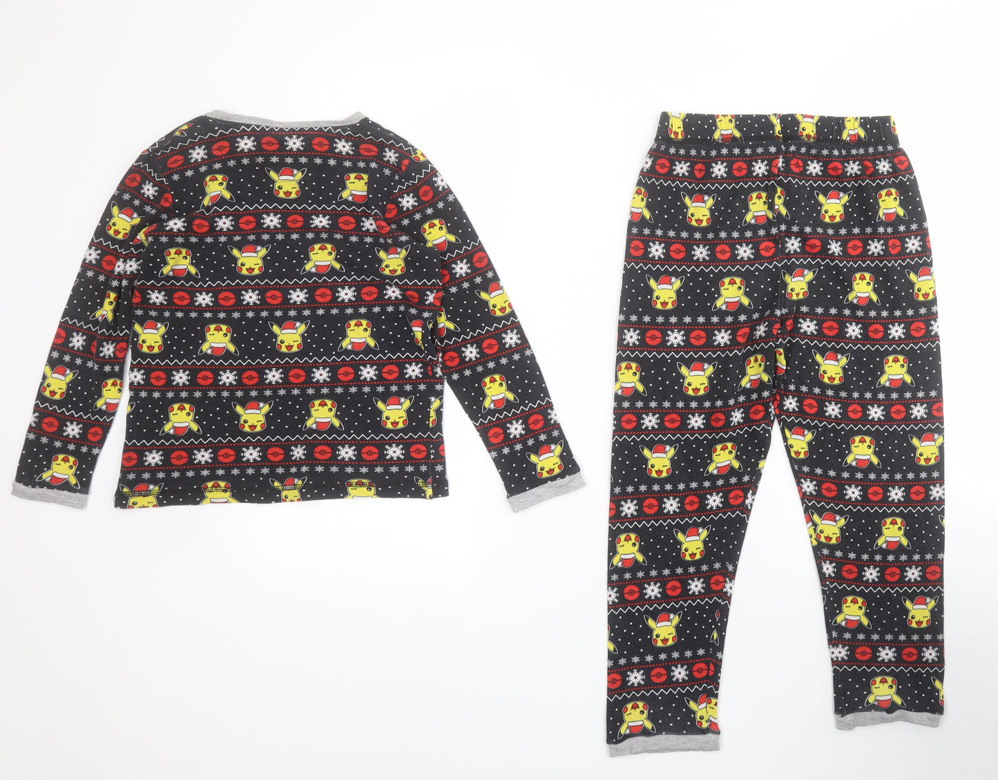 George Boys Black Solid 100% Cotton  Pyjama Set Size 7-8 Years  Pullover - Pokemon / Christmas