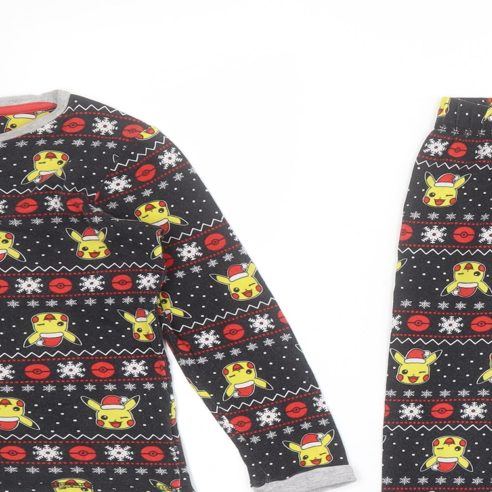 George Boys Black Solid 100% Cotton  Pyjama Set Size 7-8 Years  Pullover - Pokemon / Christmas