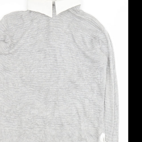 Primark Womens Grey Collared  Viscose Pullover Jumper Size 12