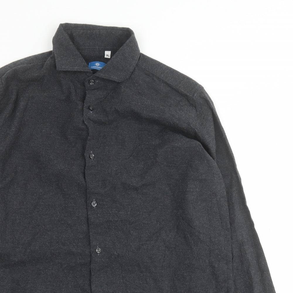Camiciamoci Mens Grey  Cotton  Button-Up Size XL Collared Button