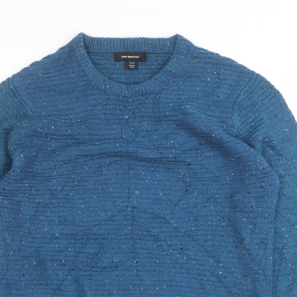 Primark Mens Blue Round Neck  Acrylic Pullover Jumper Size S
