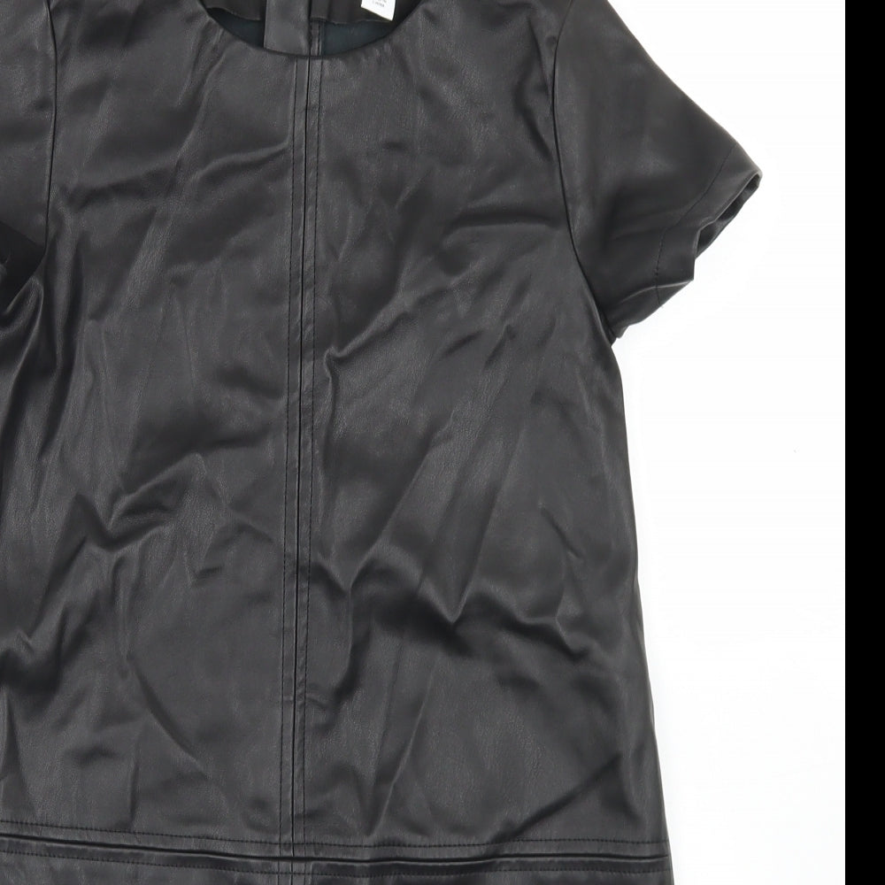 Primark Girls Black  Polyurethane A-Line  Size 10-11 Years  Round Neck Zip