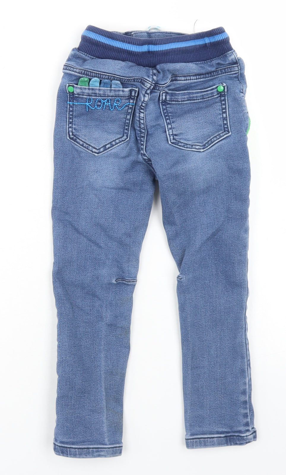 TU Boys Blue  Cotton Skinny Jeans Size 4-5 Years  Regular Drawstring - Dinosaurs