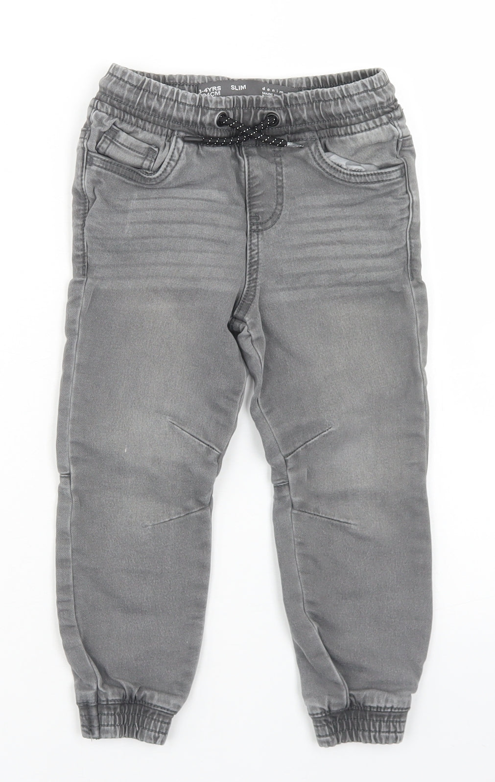Denim Co Boys Grey  Cotton Straight Jeans Size 3-4 Years  Regular Drawstring