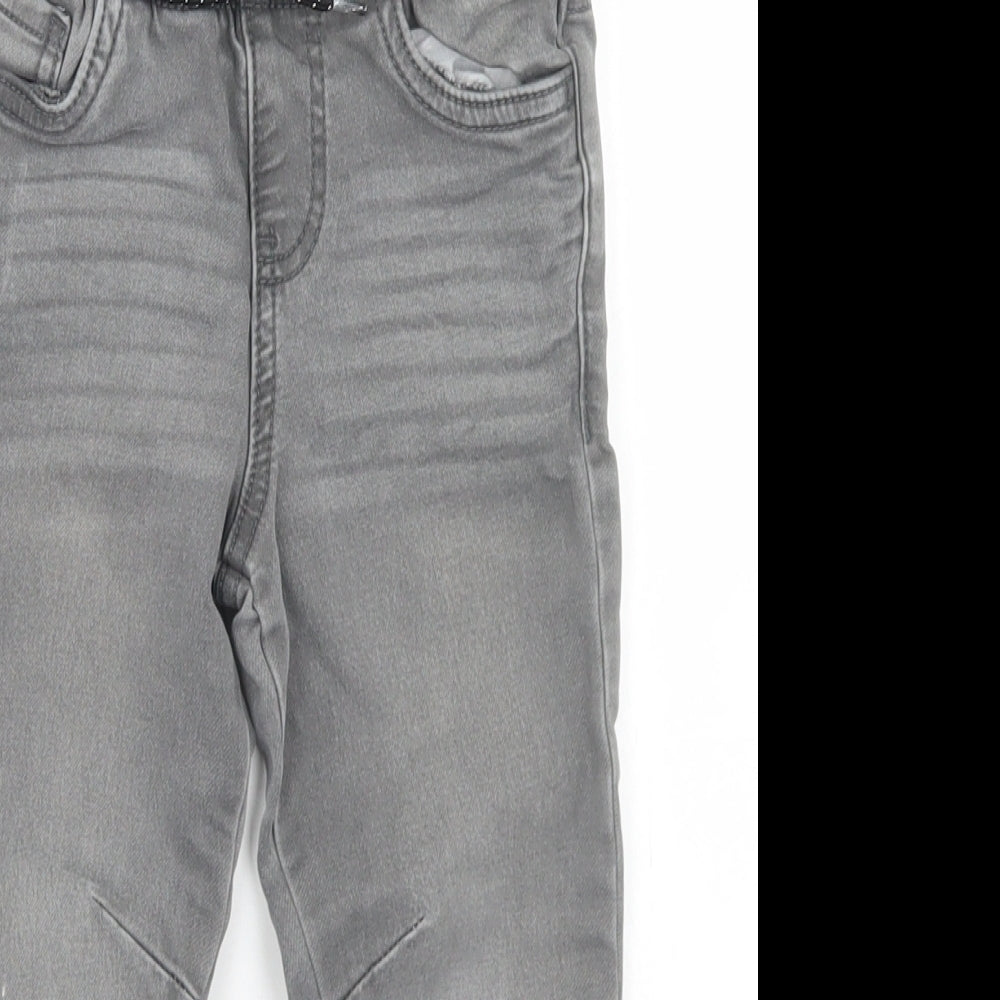 Denim Co Boys Grey  Cotton Straight Jeans Size 3-4 Years  Regular Drawstring