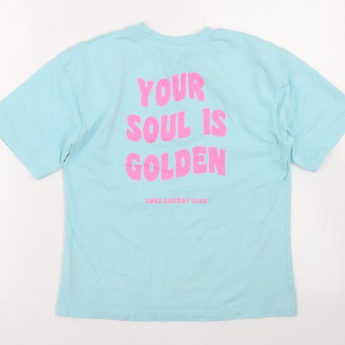 George Girls Blue  Cotton Cropped T-Shirt Size 10-11 Years Crew Neck  - GoodEnergy Club