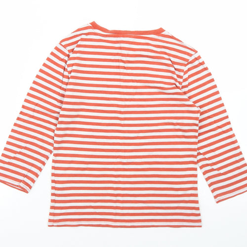 Jack Wills Womens Orange Striped Cotton Basic T-Shirt Size 10 Round Neck