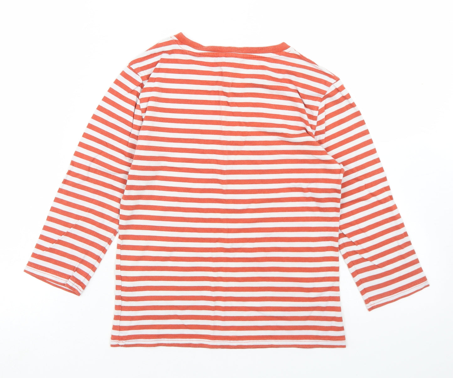 Jack Wills Womens Orange Striped Cotton Basic T-Shirt Size 10 Round Neck