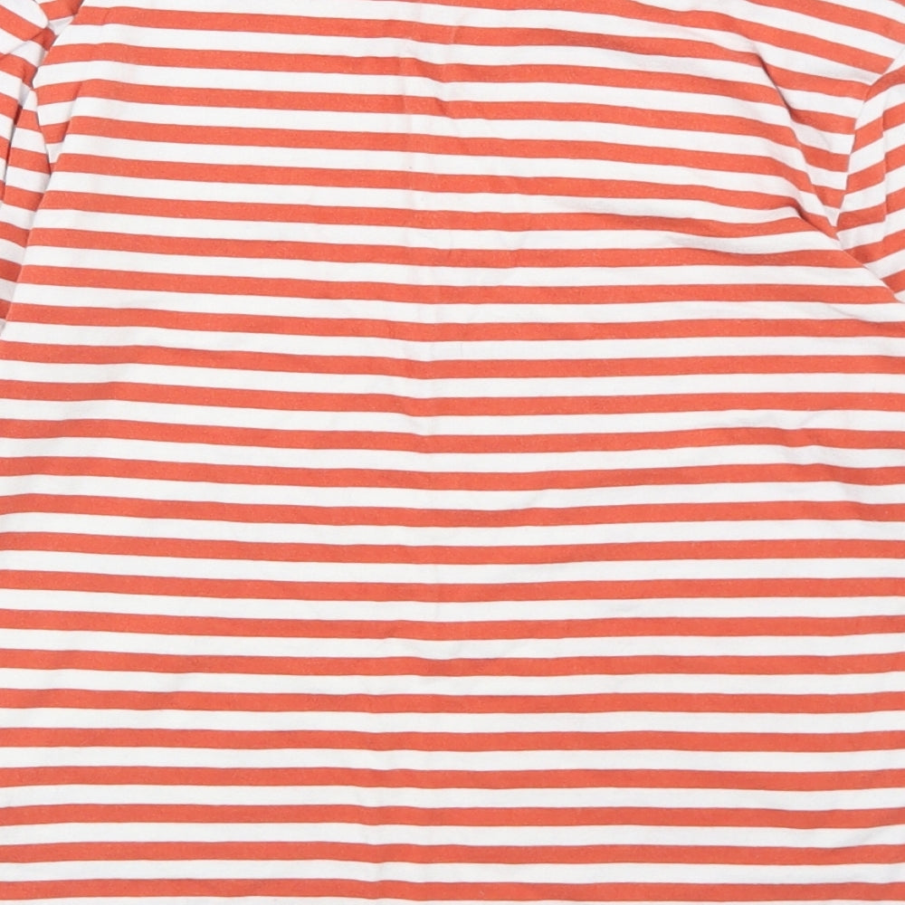 Jack Wills Womens Orange Striped Cotton Basic T-Shirt Size 10 Round Neck