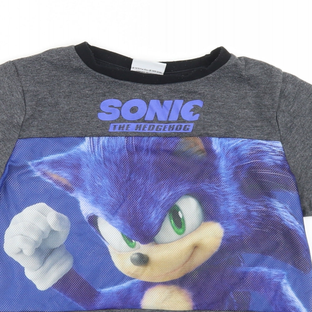 George Boys Grey  Polyester Basic T-Shirt Size 9-10 Years Crew Neck  - Sonic The Hedgehog