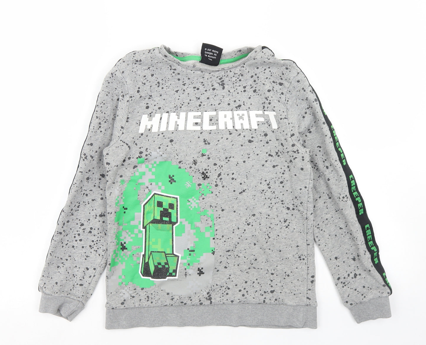 George Boys Grey Spotted Cotton Pullover Sweatshirt Size 10-11 Years   - Minecraft