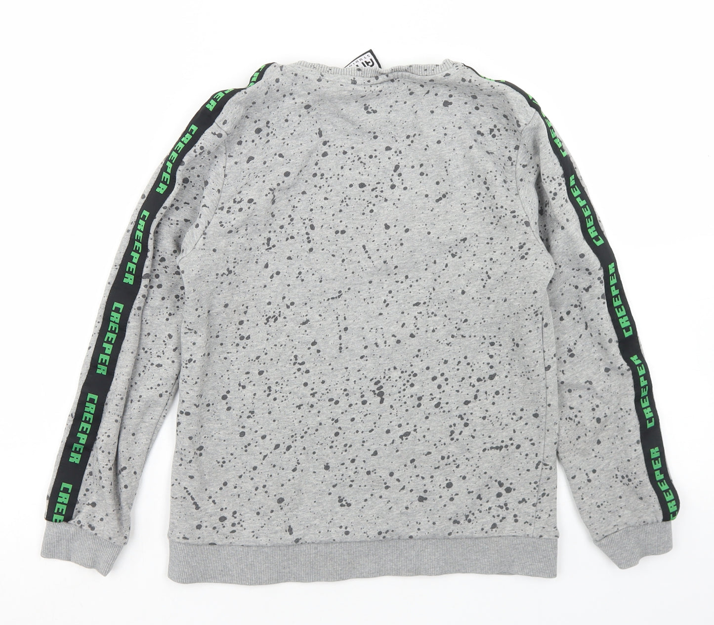 George Boys Grey Spotted Cotton Pullover Sweatshirt Size 10-11 Years   - Minecraft