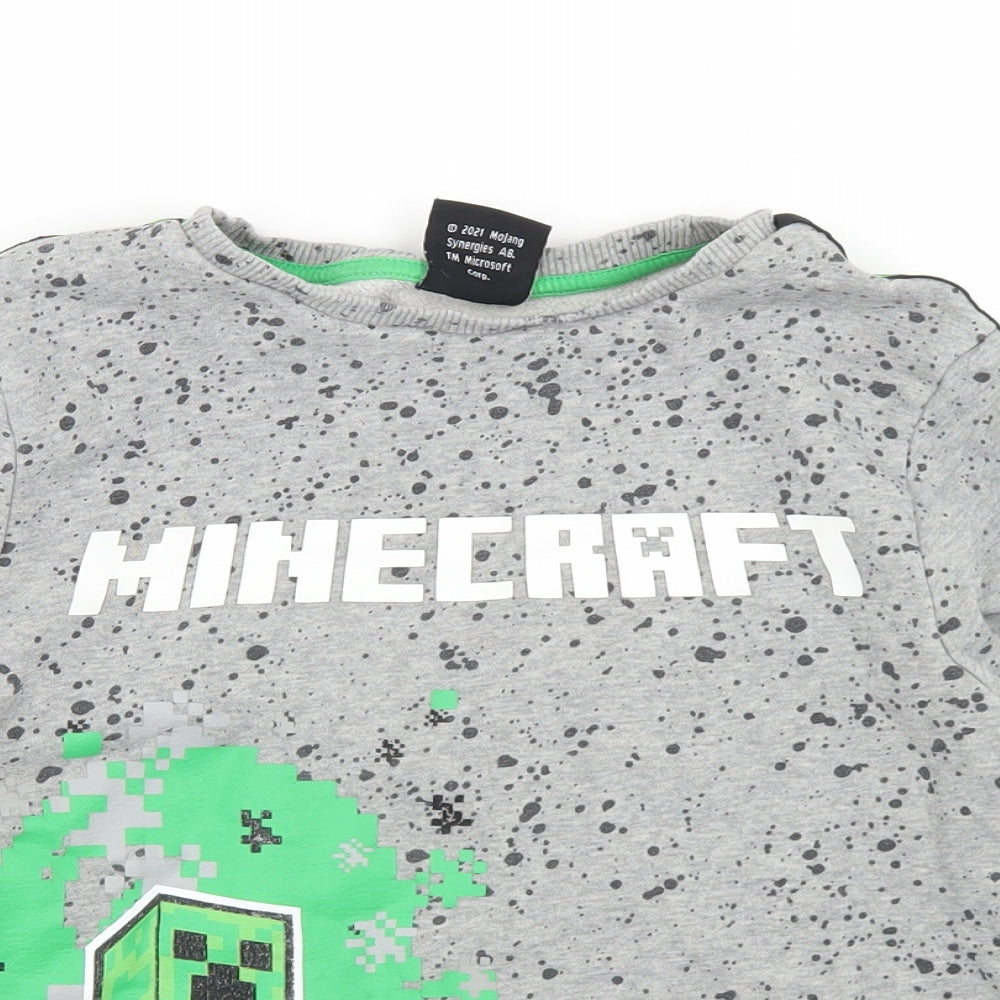 George Boys Grey Spotted Cotton Pullover Sweatshirt Size 10-11 Years   - Minecraft