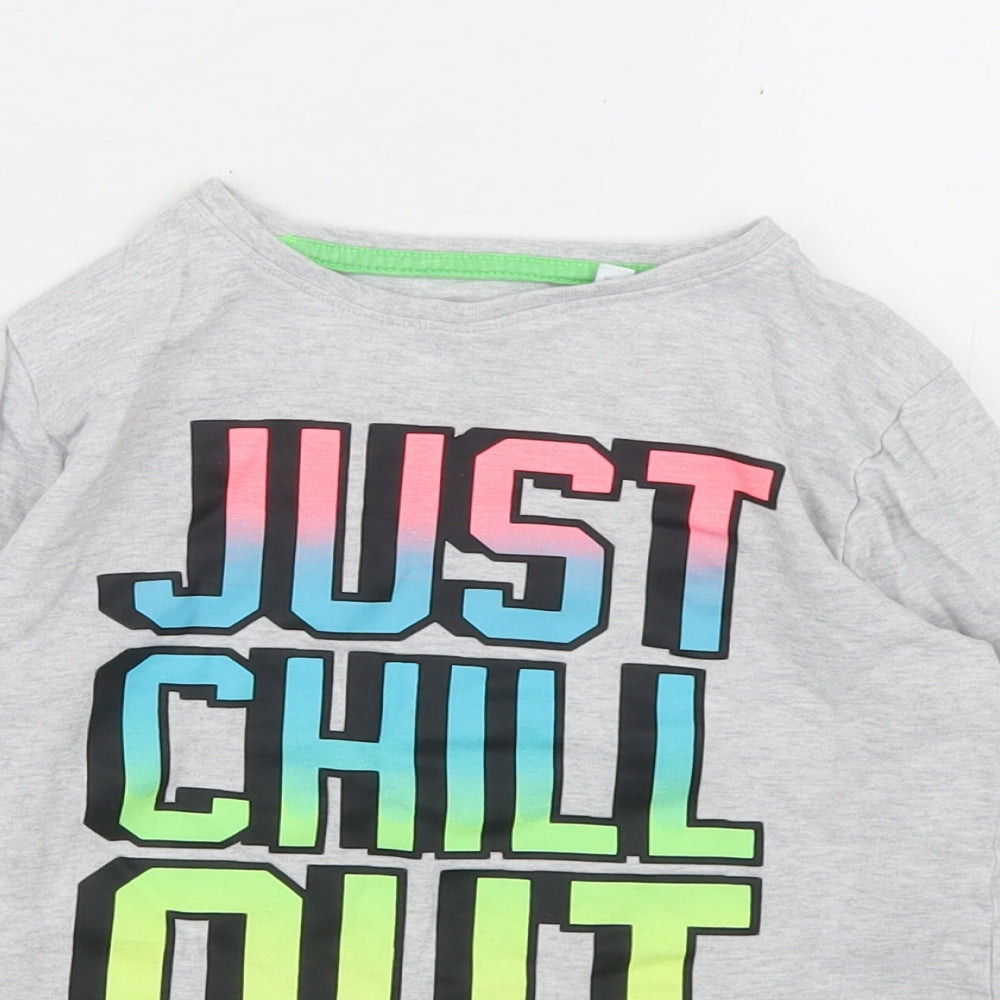Bluezoo Boys Grey  Cotton Basic T-Shirt Size 6-7 Years Crew Neck  - Just Chill Out