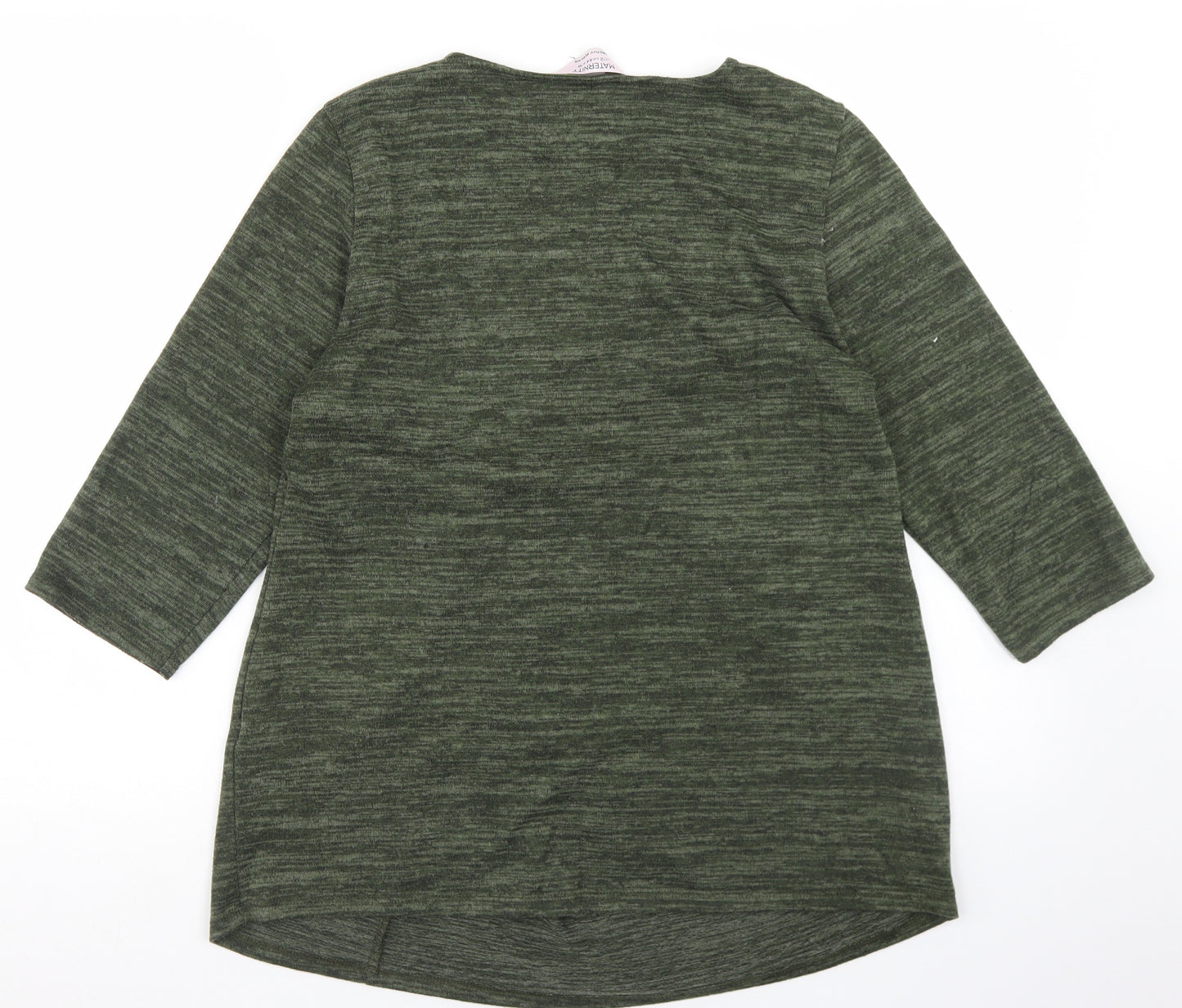 Dorothy Perkins Womens Green  Polyester Basic T-Shirt Size 16 Round Neck - knot front