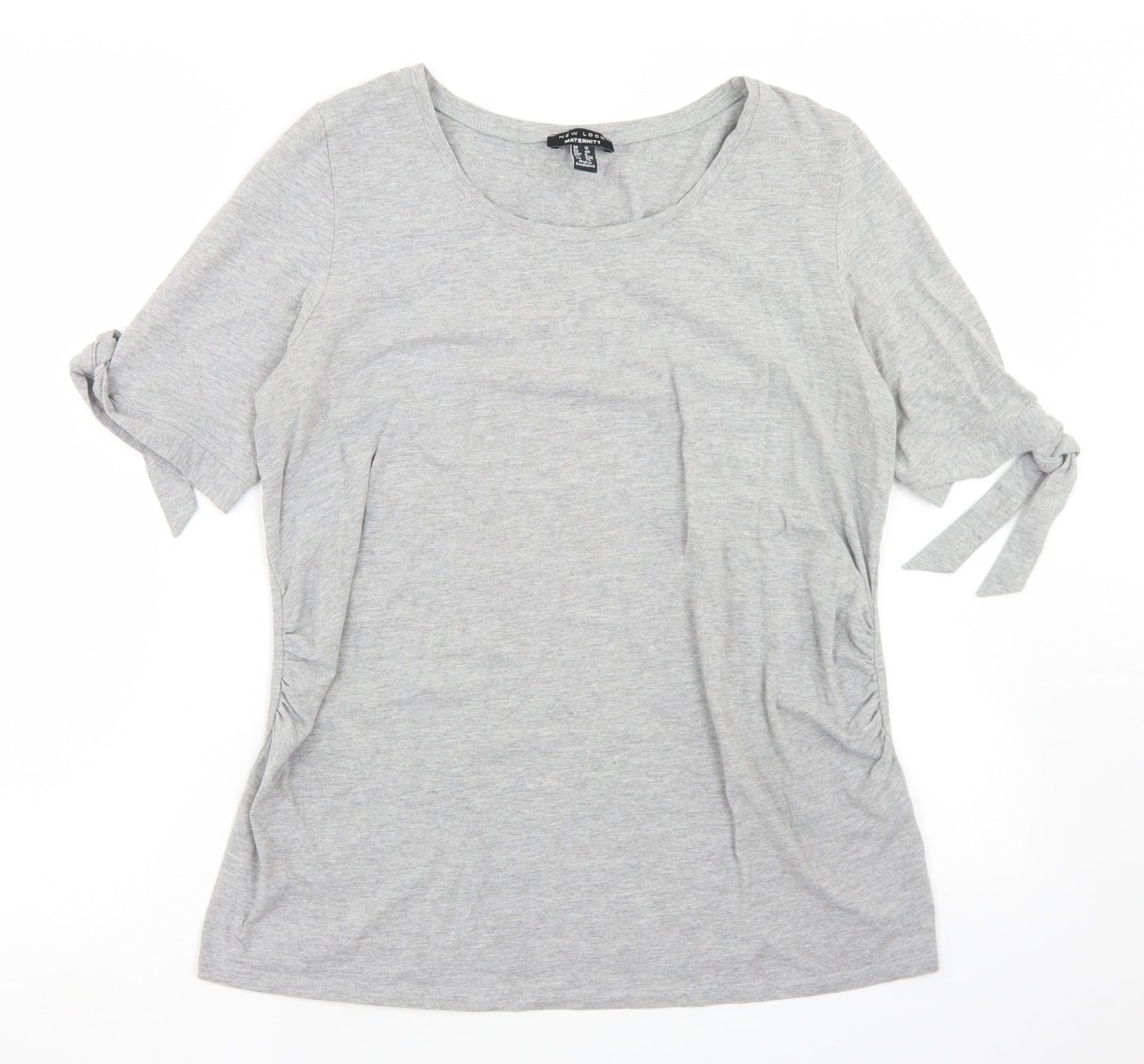 New Look Womens Grey  Cotton Basic T-Shirt Size 12 Round Neck