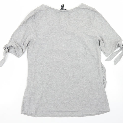New Look Womens Grey  Cotton Basic T-Shirt Size 12 Round Neck