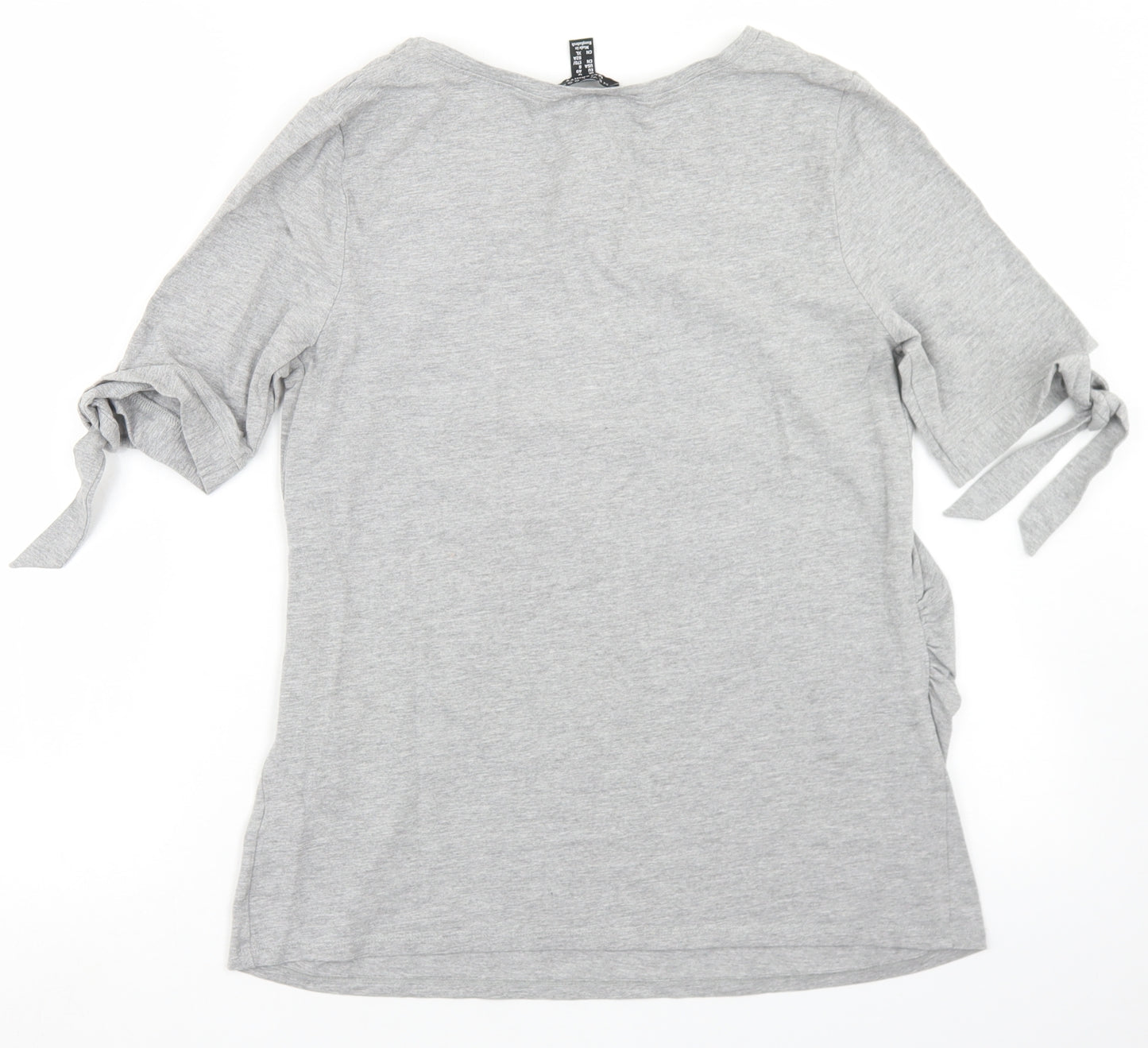 New Look Womens Grey  Cotton Basic T-Shirt Size 12 Round Neck