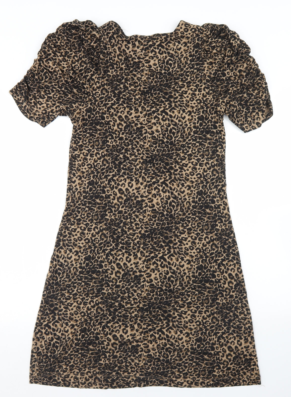 NEXT Womens Brown Animal Print Viscose Fit & Flare  Size 8  V-Neck