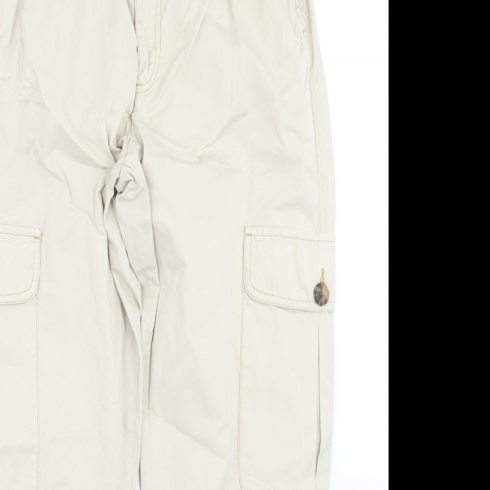 George Womens Beige  Cotton Cargo Trousers Size 16 L25 in Regular Button