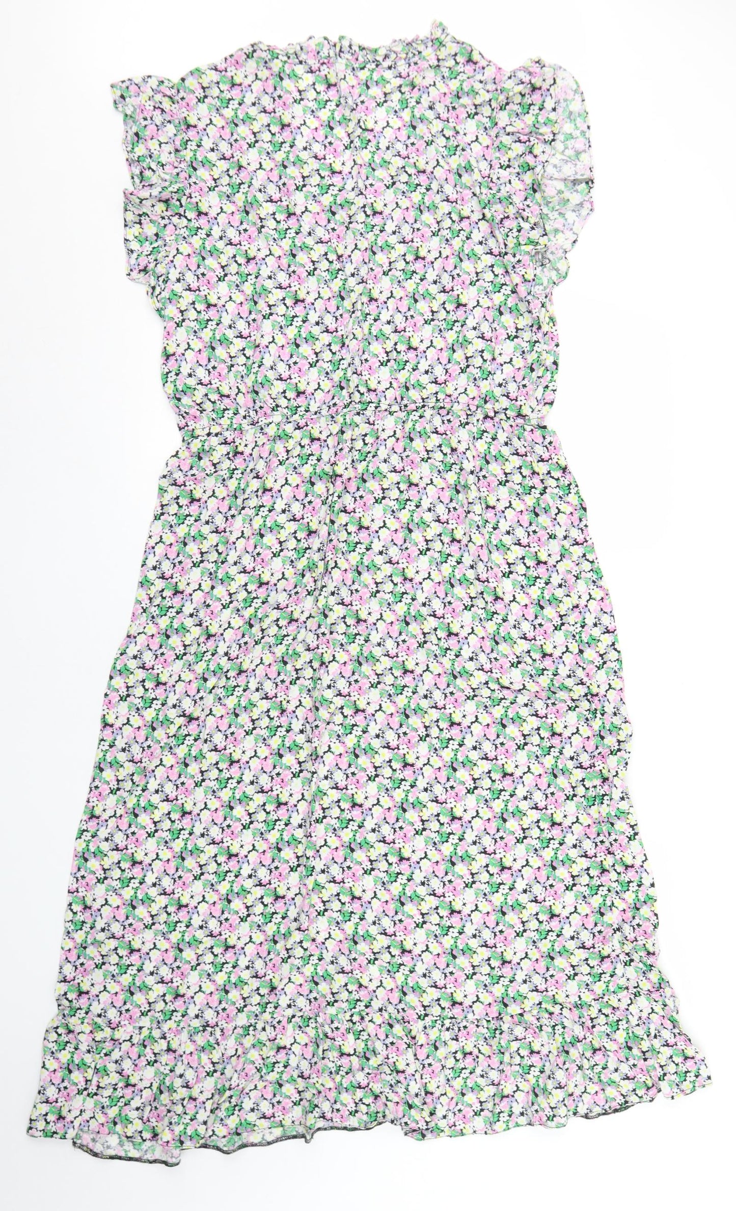 Papaya Womens Multicoloured Floral Viscose Fit & Flare  Size 16  V-Neck