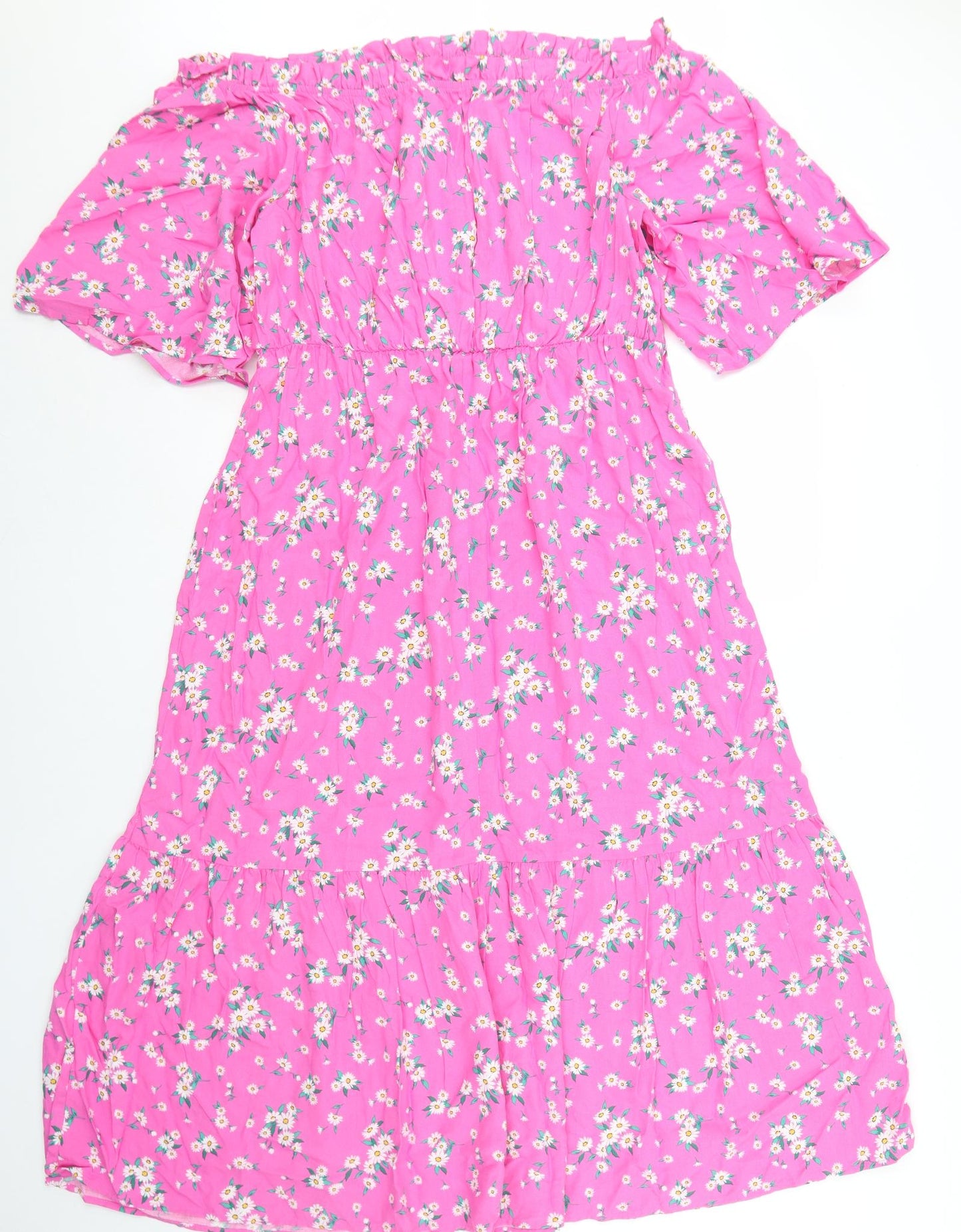Papaya Womens Pink Floral Viscose A-Line  Size 16  Off the Shoulder  - Smock dress