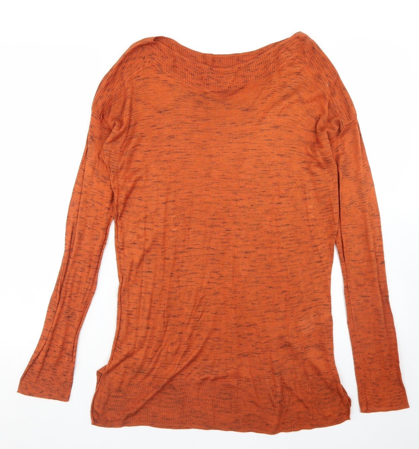 Hobbs Womens Orange Round Neck  Viscose Pullover Jumper Size S