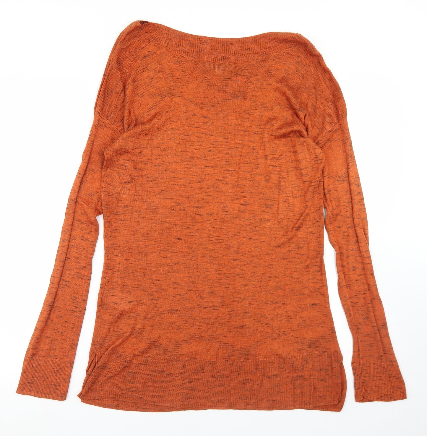 Hobbs Womens Orange Round Neck  Viscose Pullover Jumper Size S