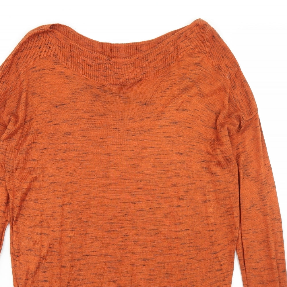 Hobbs Womens Orange Round Neck  Viscose Pullover Jumper Size S
