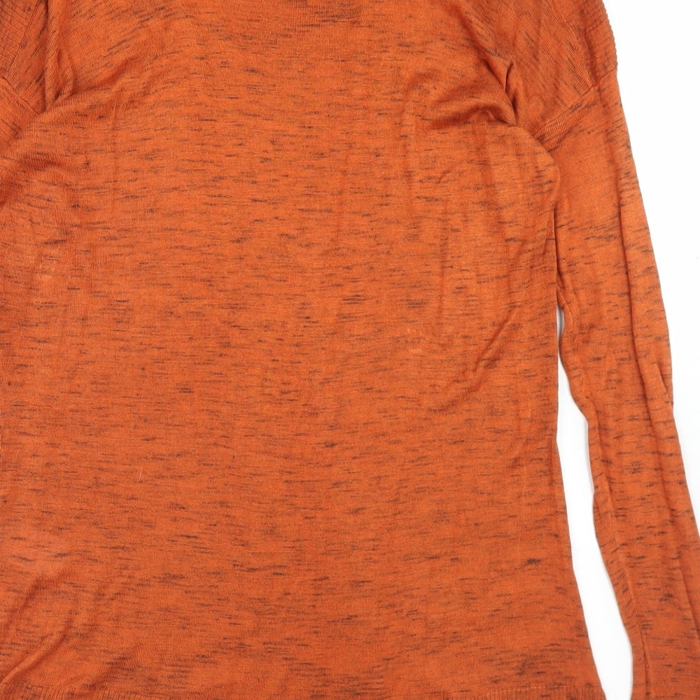 Hobbs Womens Orange Round Neck  Viscose Pullover Jumper Size S