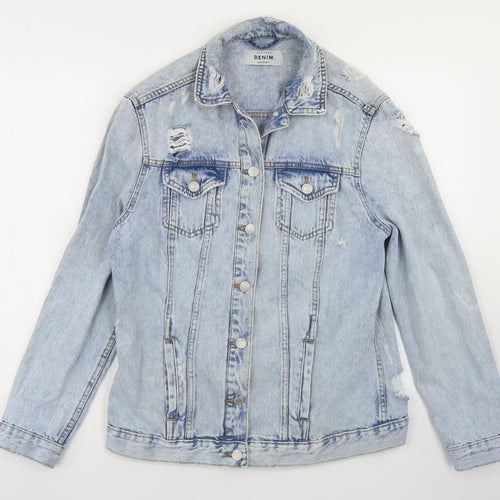 New Look Womens Blue   Jacket  Size 8  Button - Distressed