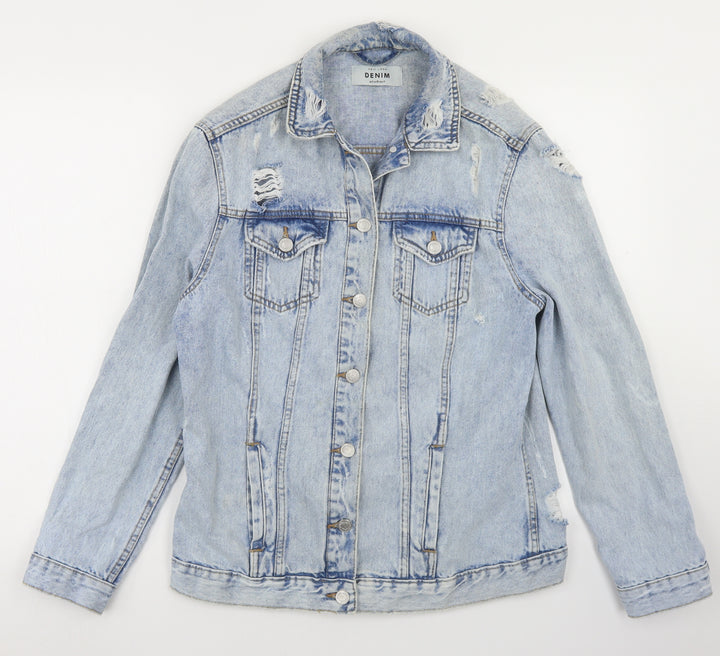 New Look Womens Blue Jacket Size 8 Button - Distressed