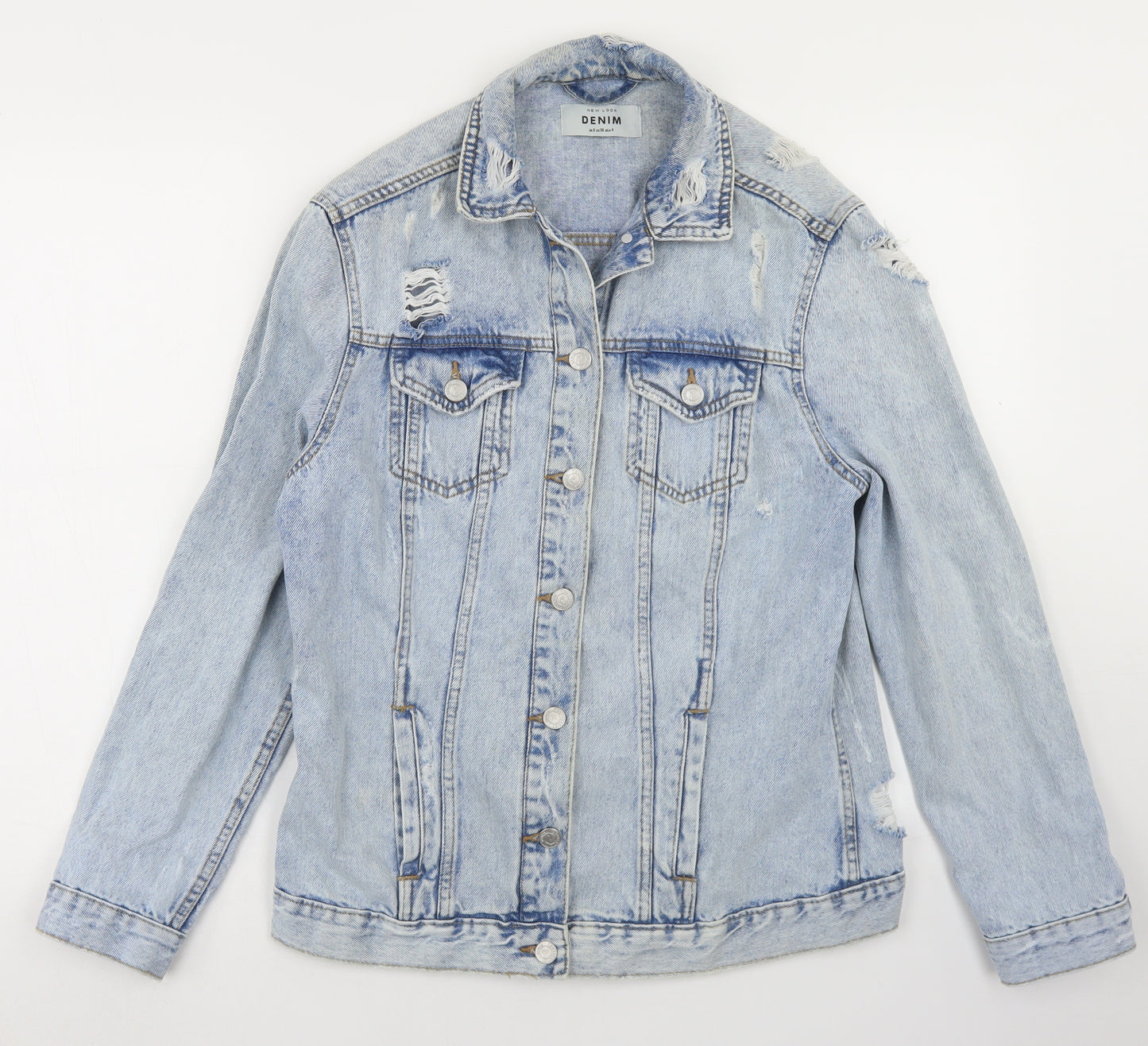 New Look Womens Blue   Jacket  Size 8  Button - Distressed