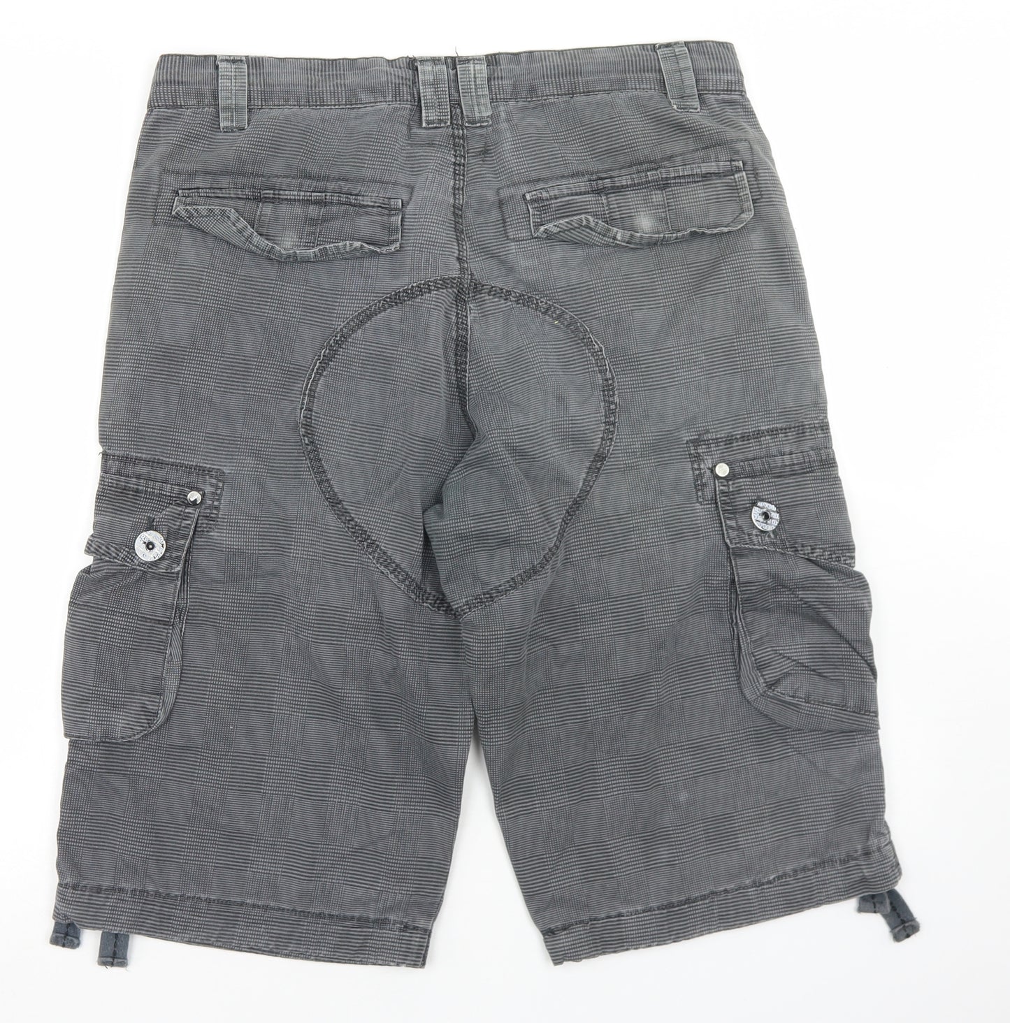 Kickers Mens Grey Plaid Cotton Cargo Shorts Size M L10 in Regular Button