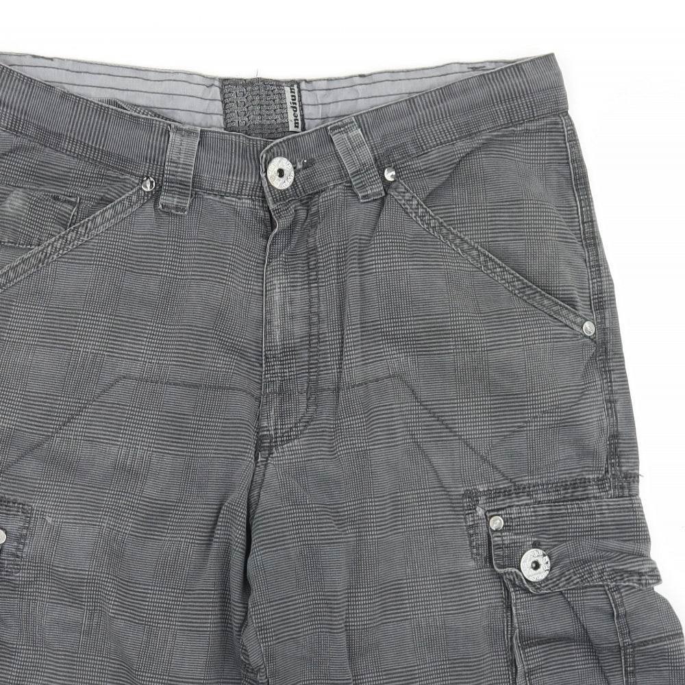 Kickers Mens Grey Plaid Cotton Cargo Shorts Size M L10 in Regular Button