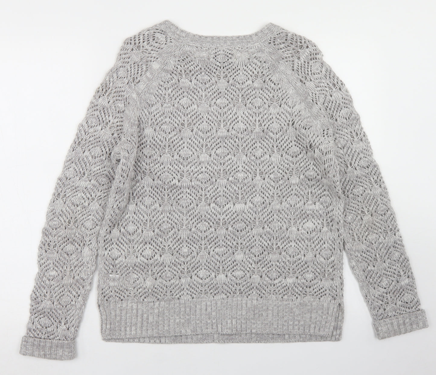 Papaya Womens Grey Round Neck  Acrylic Pullover Jumper Size M