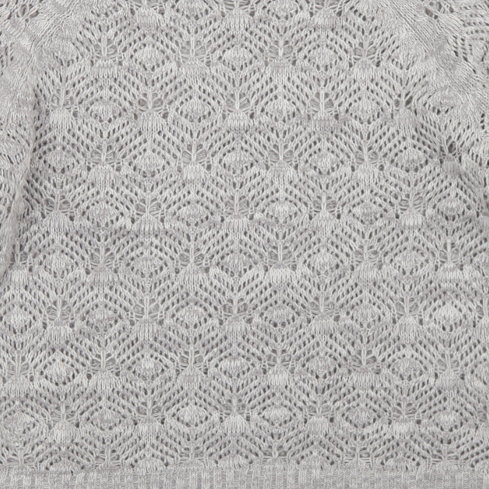 Papaya Womens Grey Round Neck  Acrylic Pullover Jumper Size M