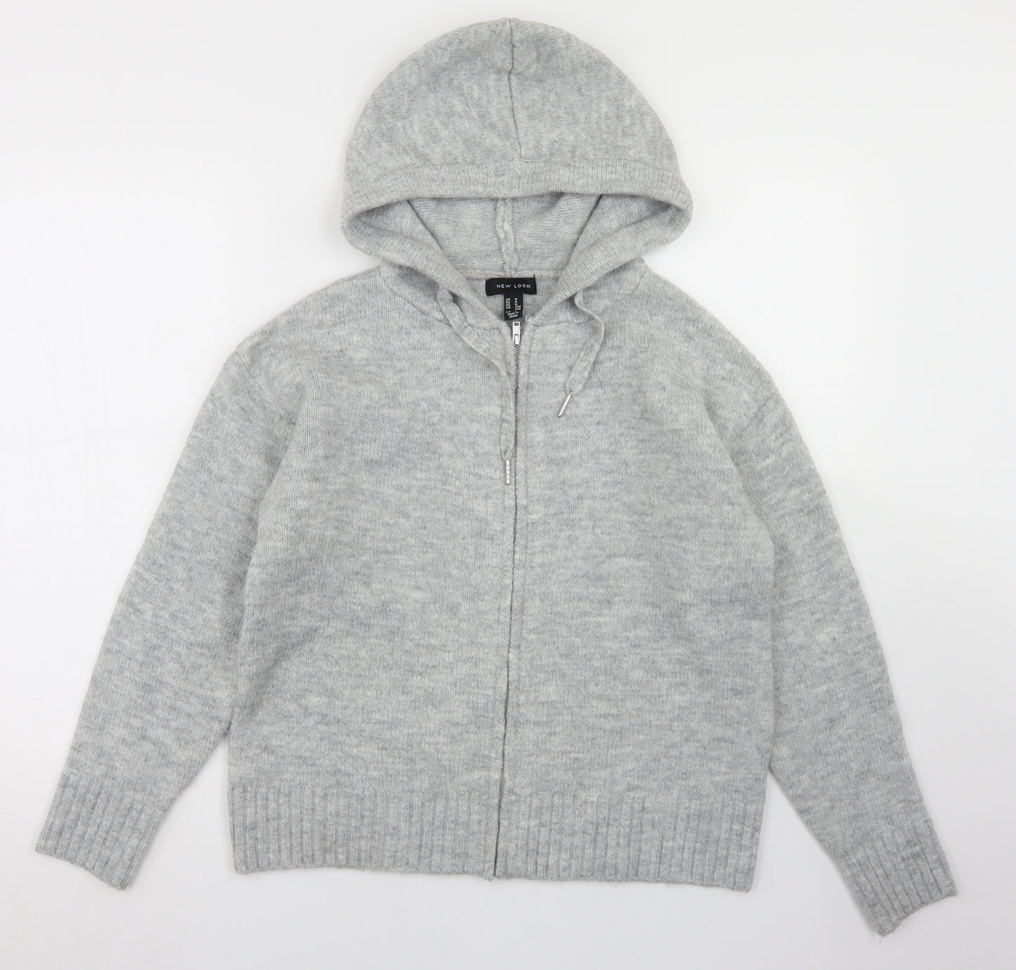 New Look Womens Grey  Acrylic Full Zip Hoodie Size M  Zip