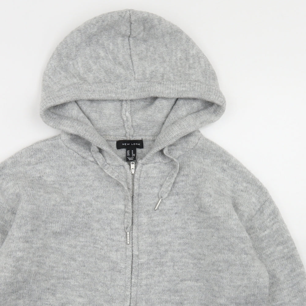 New Look Womens Grey  Acrylic Full Zip Hoodie Size M  Zip