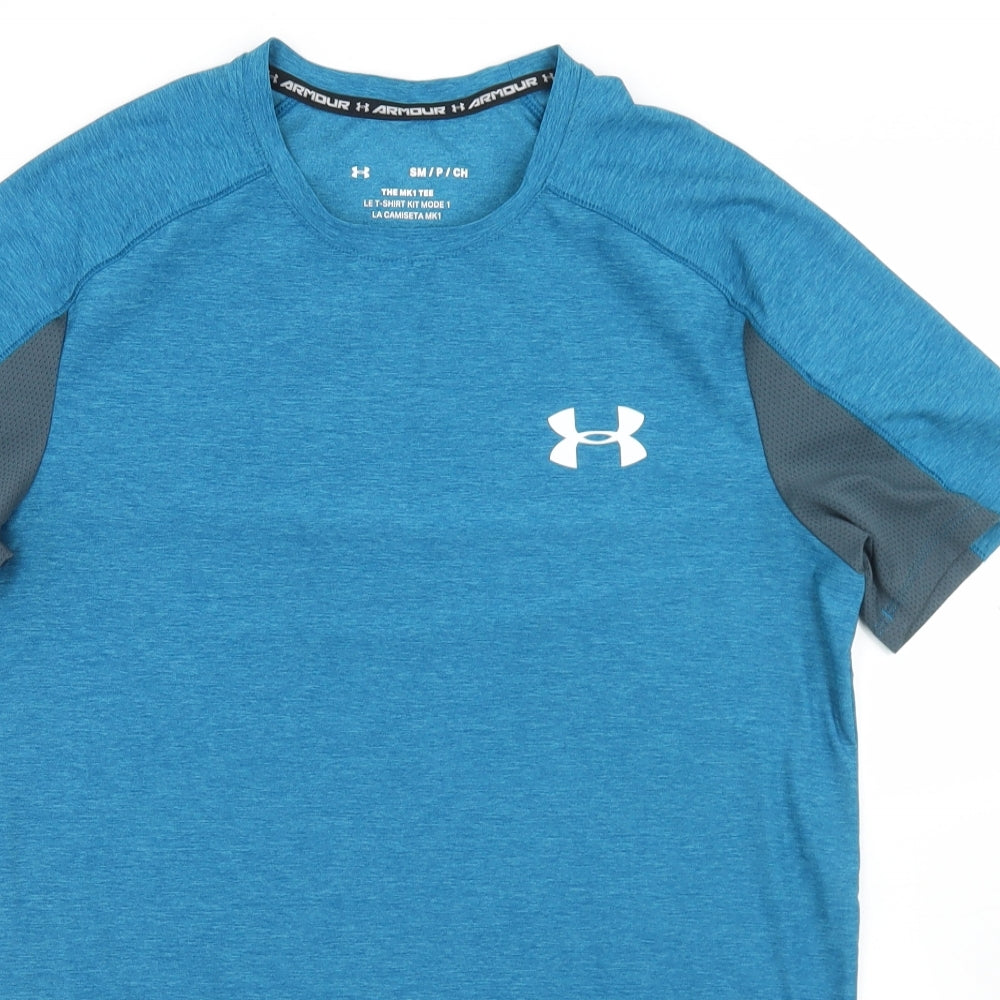 Under armour Mens Blue  Polyester Basic T-Shirt Size S Round Neck