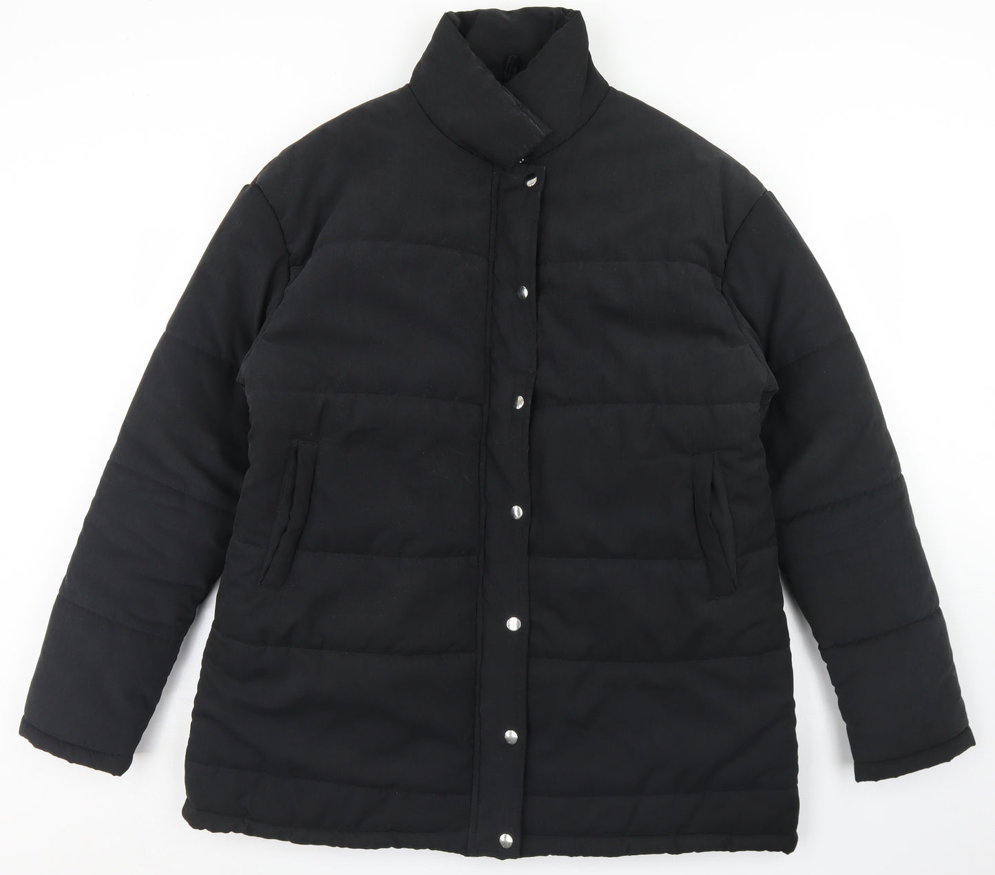 PRETTYLITTLETHING Womens Black   Puffer Jacket Jacket Size 10  Zip