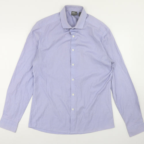 ASOS Mens Blue Striped Cotton  Button-Up Size M Collared Button