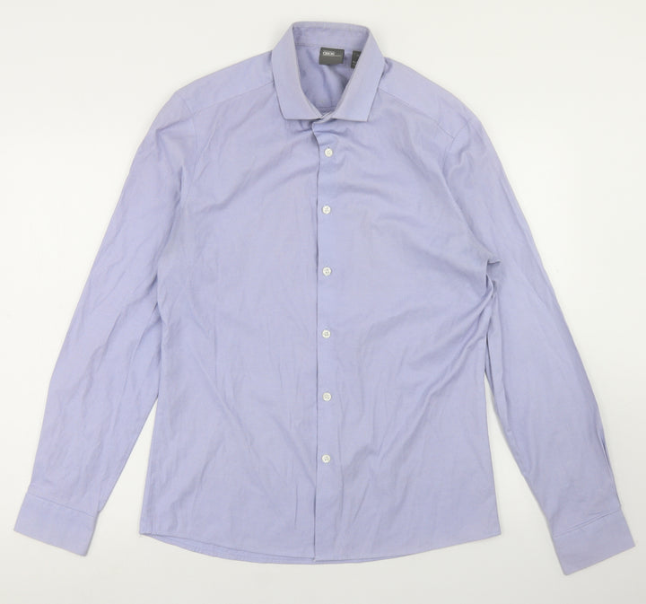 ASOS Mens Blue Striped Cotton Button-Up Size M Collared Button