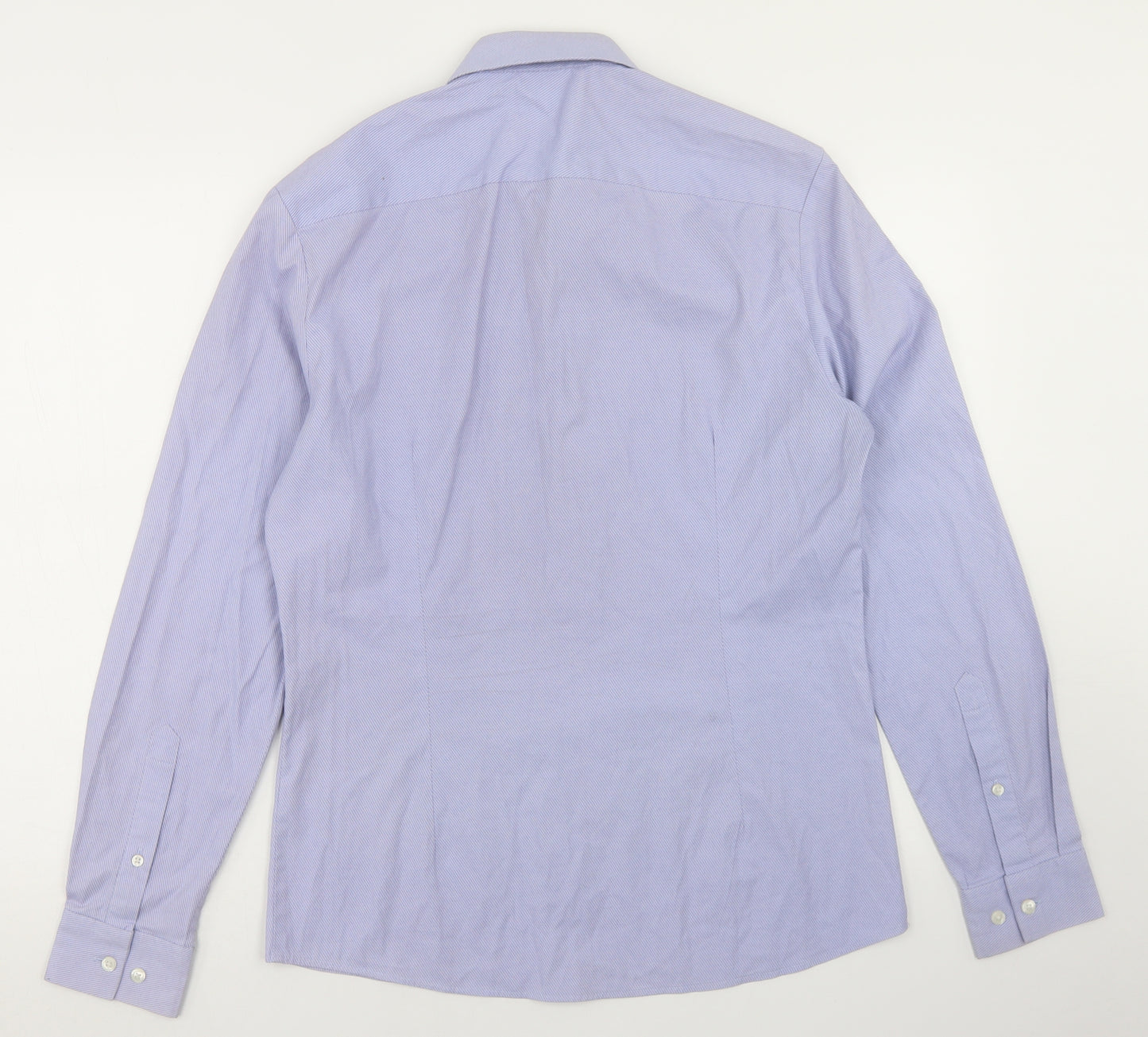 ASOS Mens Blue Striped Cotton  Button-Up Size M Collared Button